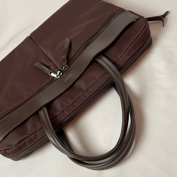 KNOMO Womens Hanover 14" Crossbody Laptop Briefcase Business Tote Brown Maroon - Picture 5 of 12